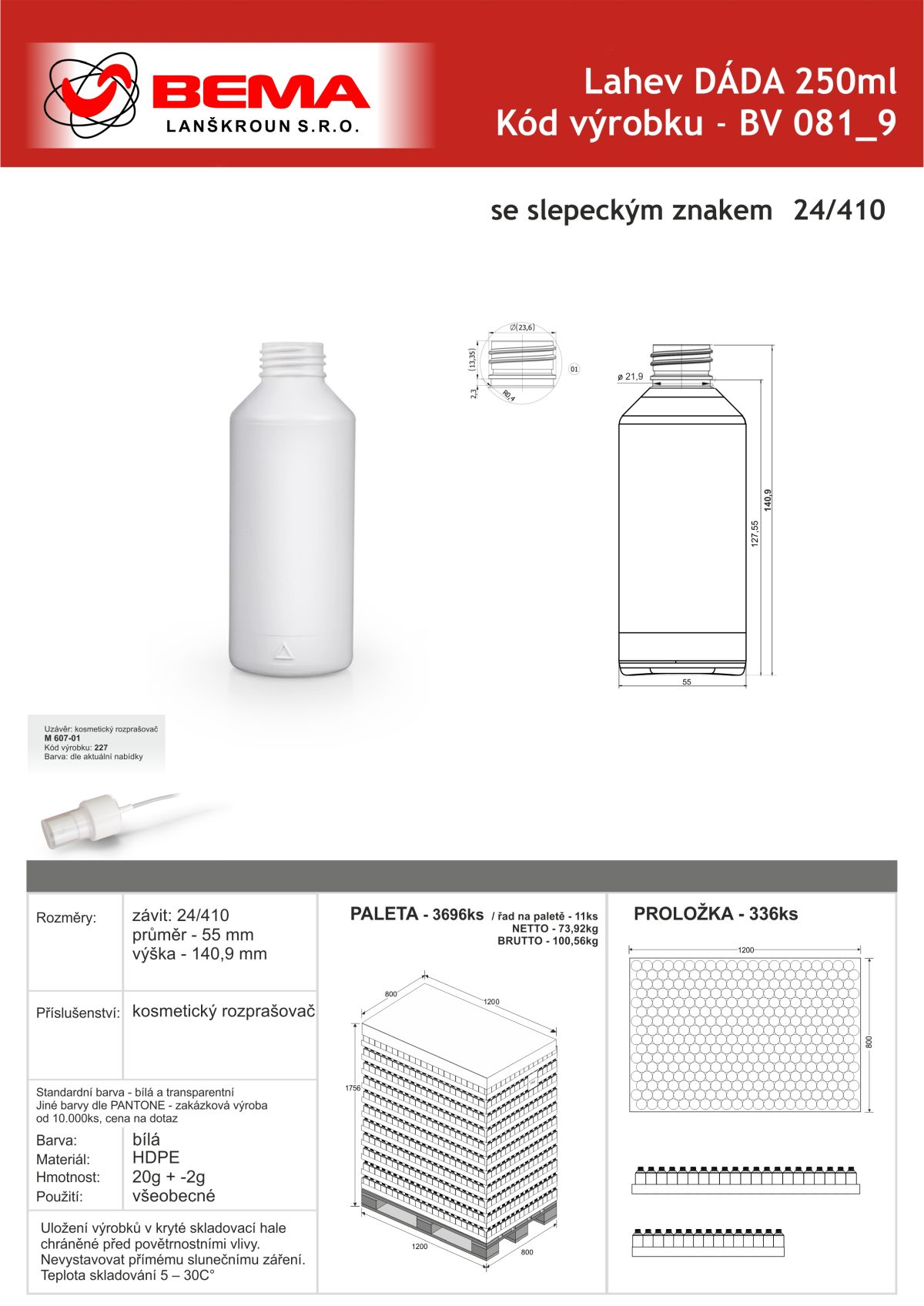 BV 081_9 Dada 250ml bílá 24-410 16-7-2026